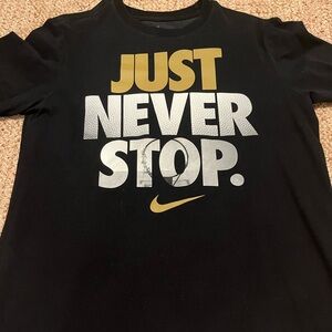 Nike Black Tee with Gold and Silver Text